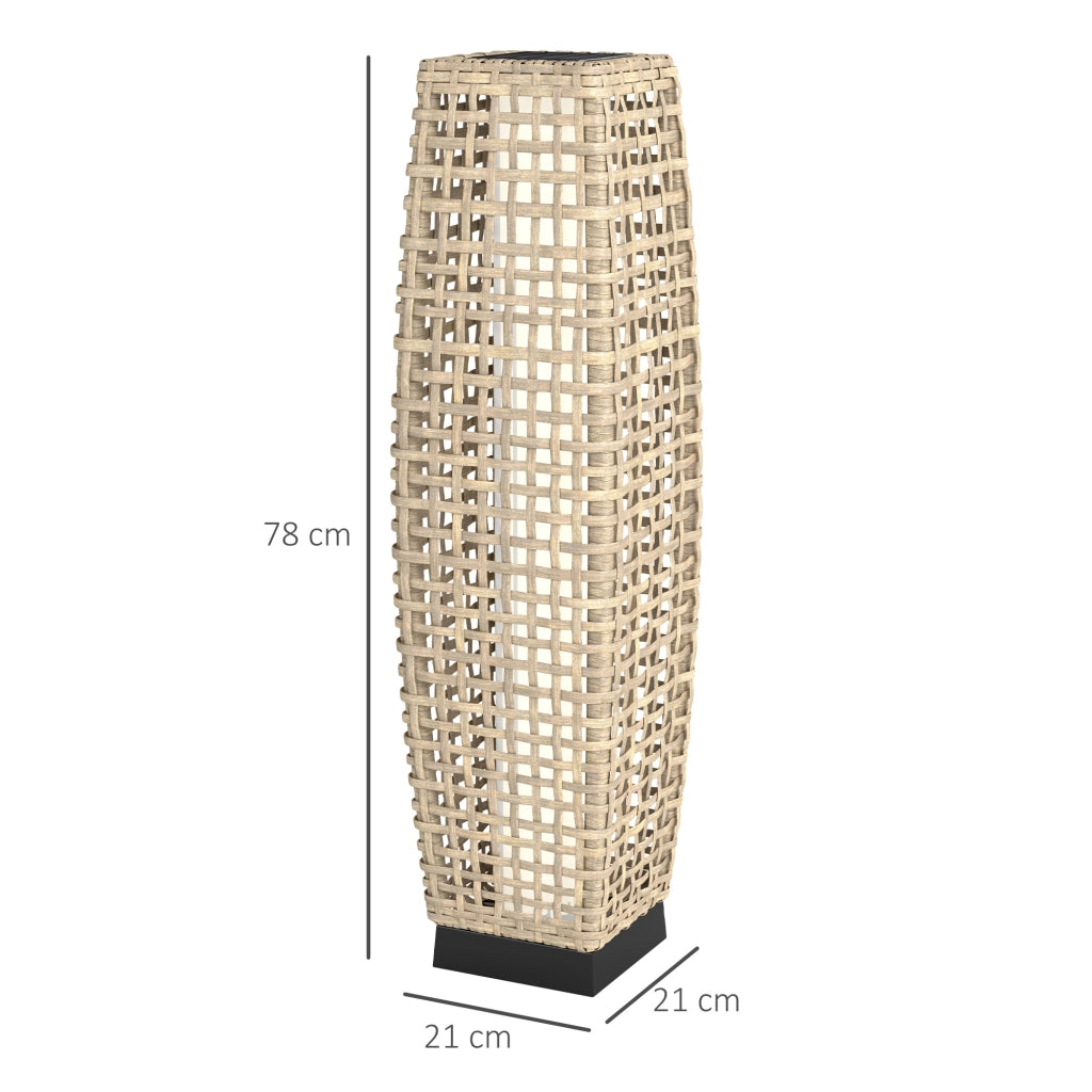 Lampada Solare da Giardino in Rattan Sintetico ¨C zephmum ¨C Naturale 21x21x78 cm