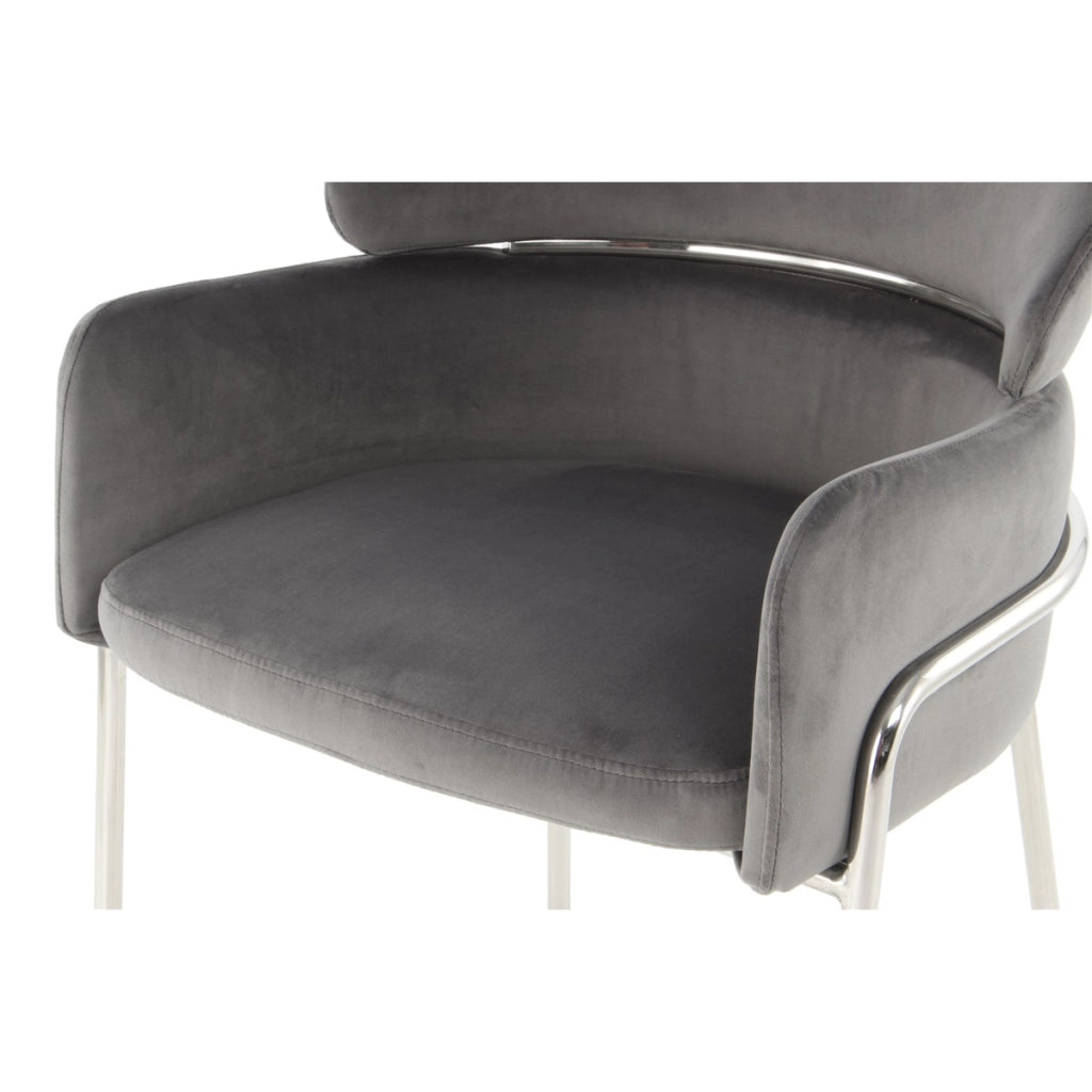 Sedia Elva 100 Grigio e Argento in Velluto