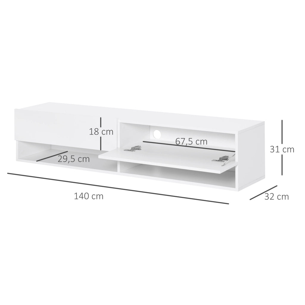 Mobile TV per salotto da parete con 2 ripiani e 2 ante ¨C zephmum ¨C 60 pollici