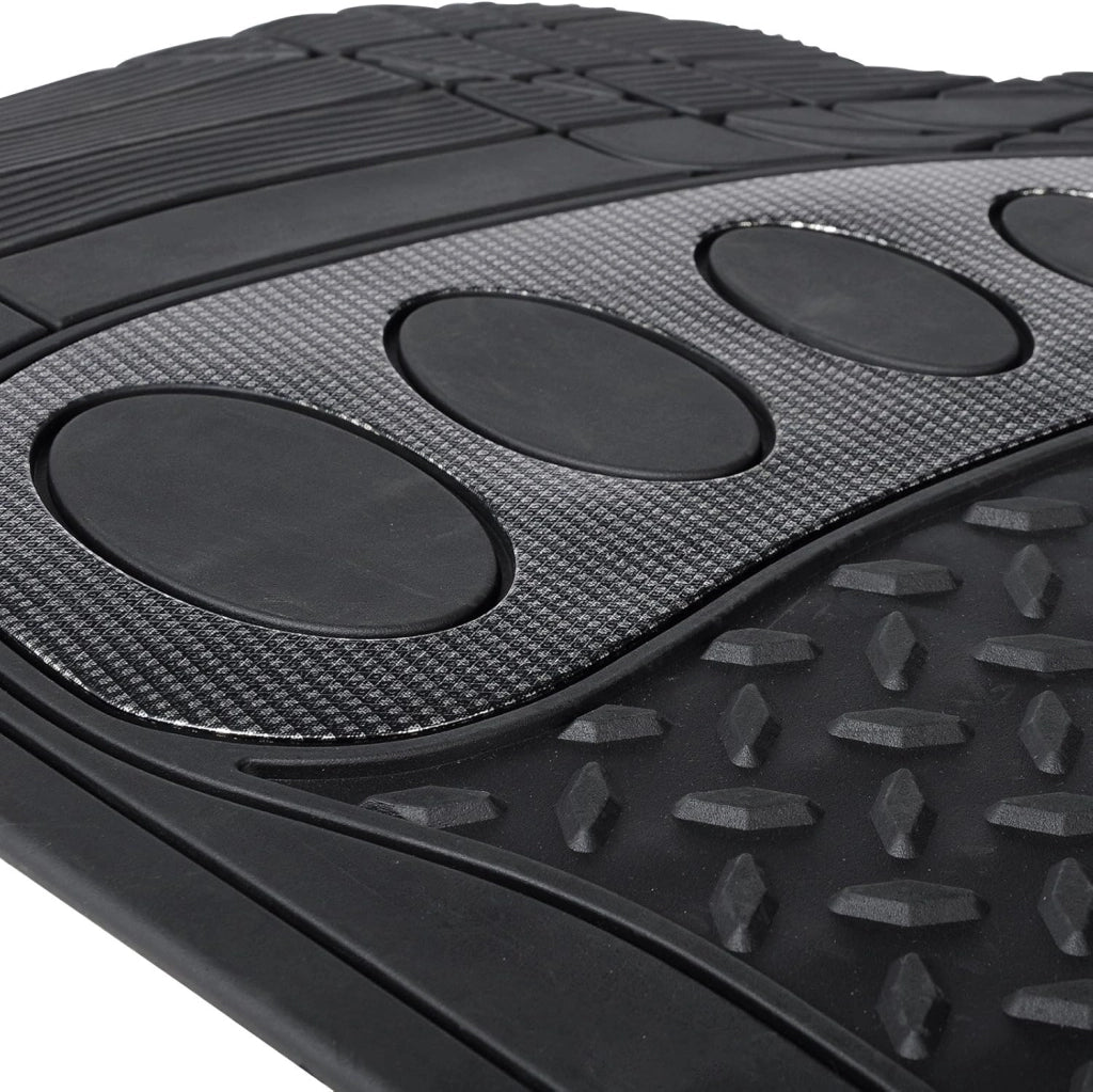 Tappetini Auto Universali Tagliabile Tappeto Antiscivolo Moquette Gomma Nero Set 4 Pezzi