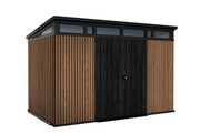 Casetta Box da Giardino 340x218x226 cm Keter Signature Venetian Pent 11x7 Effetto Legno Marrone e Antracite