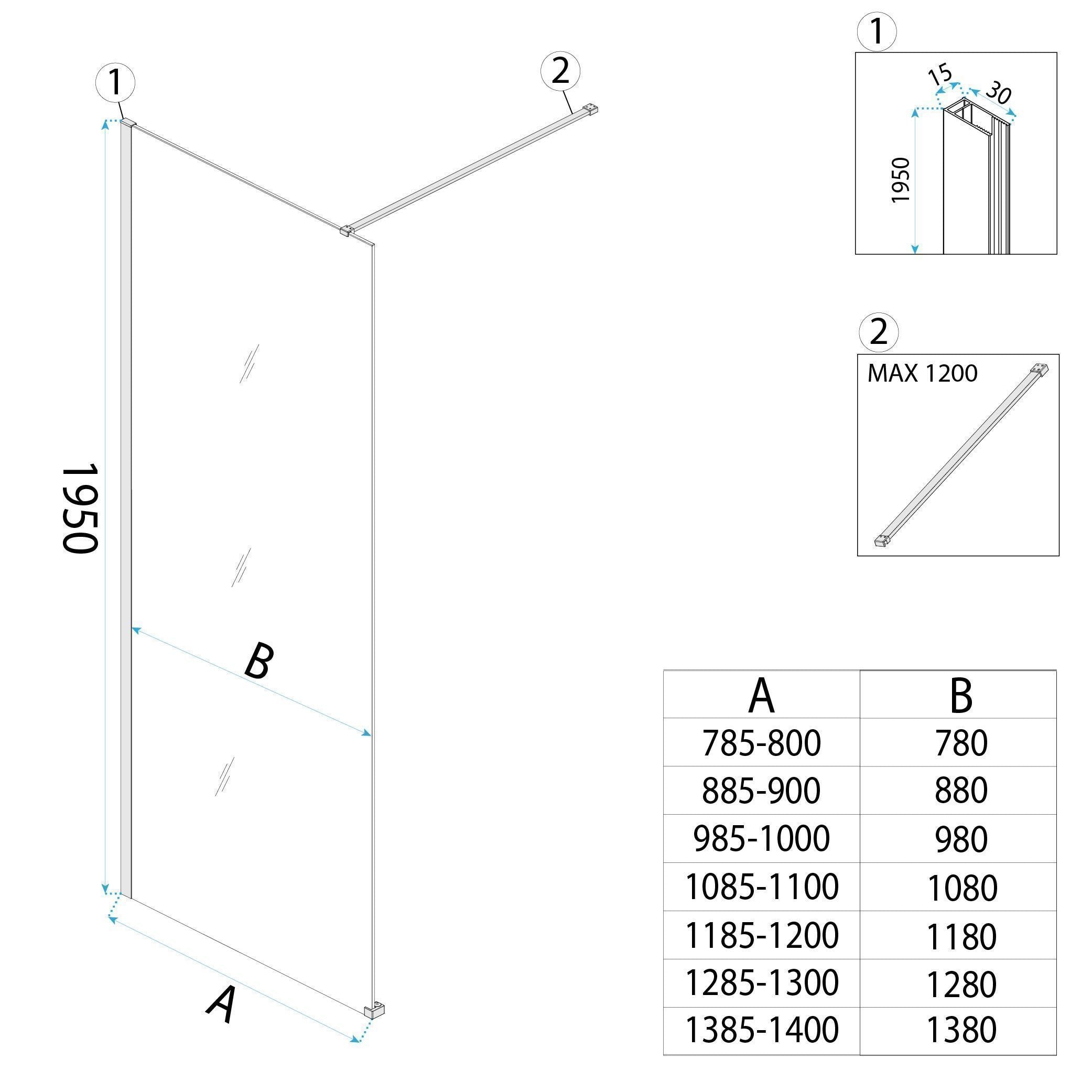 Parete Doccia Rea Flexi Transparent / Titan 140