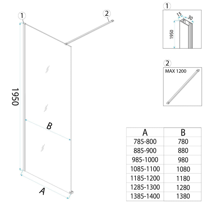 Parete Doccia Rea Flexi Transparent / Titan 140
