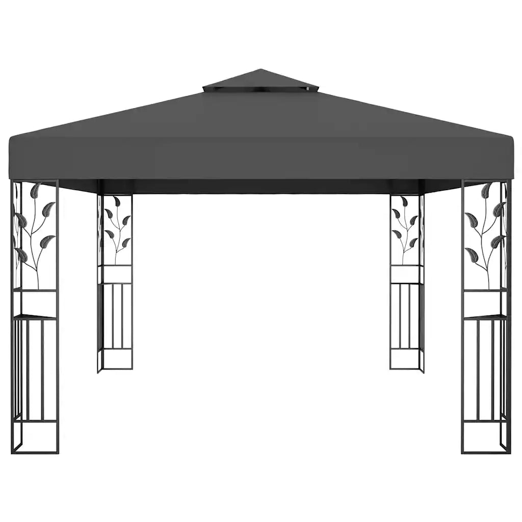 Gazebo con Tetto Doppio e Luci LED 3x4 m Antracite 3070299