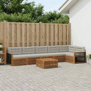 Set di divani da esterno 7 pz Naturale e Grigio Chiaro 3383444