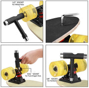 Kit di manutenzione skateboard Leggero - Strumento multifunzionale - Portatile - Chiave a T - Chiave a L per viti - 22 componenti - Kit di manutenzione skateboard