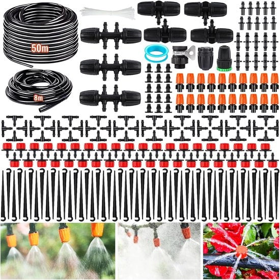 Set di irrigazione a gocce per giardino e serra con 50M tubo - Irrigazione automatica a micro dosaggio