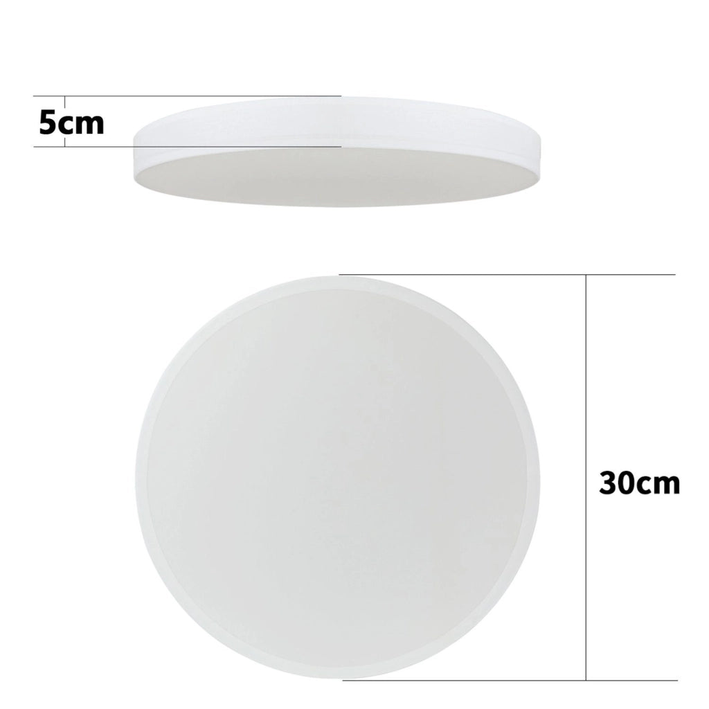 ZMH Lampada da soffitto plafoniera LED moderna paralume rotondo tessuto 30cm
