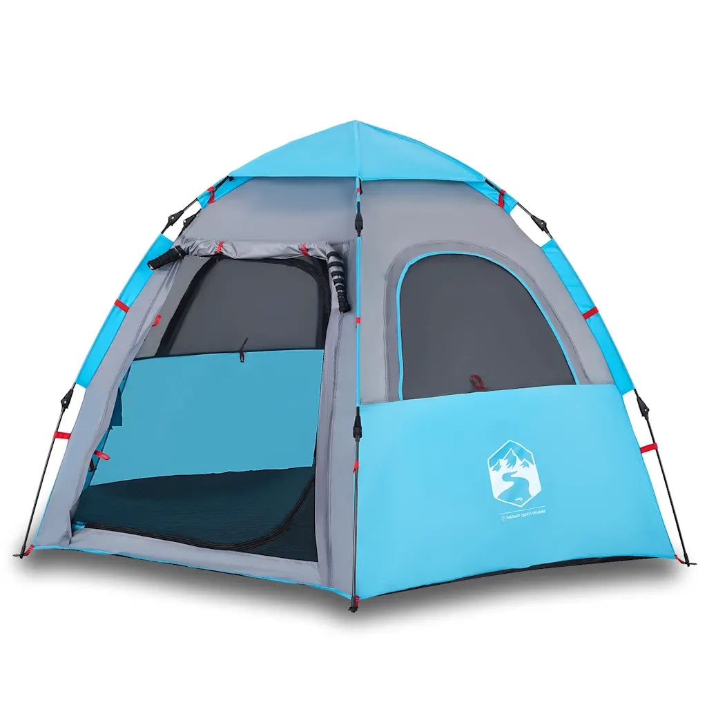 Tenda da Campeggio Cabina 4 Persone-Tenda per Escursionismo Blu a Rilascio Rapido 674376