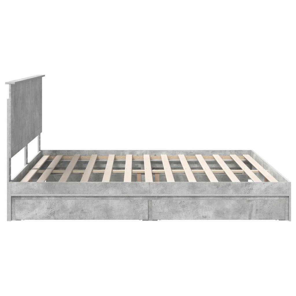 Letto matrimoniale | Letto per adulti | Letto con Contenitore con testiera Grigio cemento 200 x 200 cm