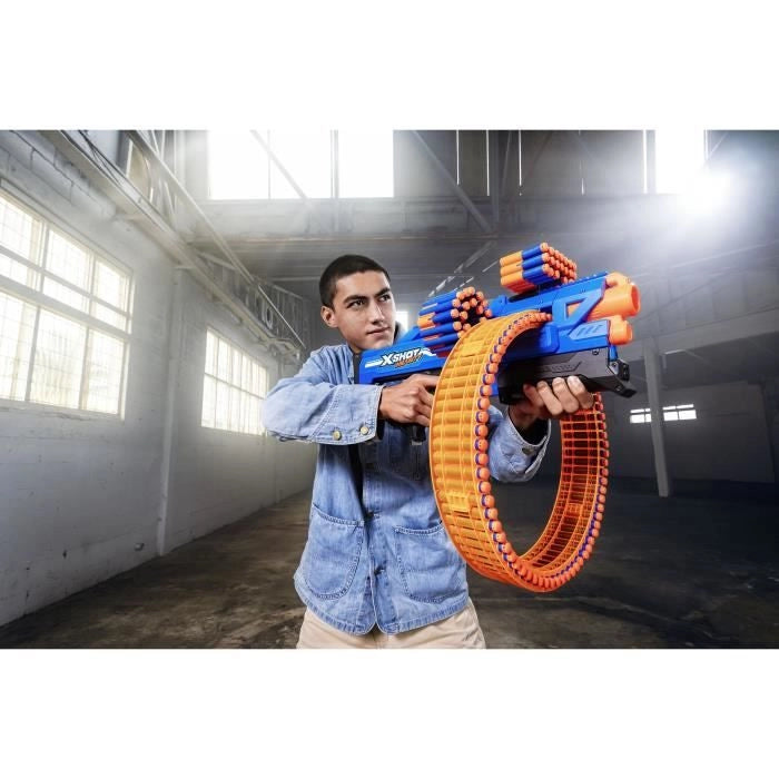 Blaster rotante - ZURU - XSHOT Insanity Mad Mega Barrel - Blaster con canna da 72 dardi e portata di 27 metri