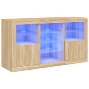 Credenza | Madia | Buffet da pranzo | Armadio da pranzo con Luci LED Rovere Sonoma 123x37x67 cm