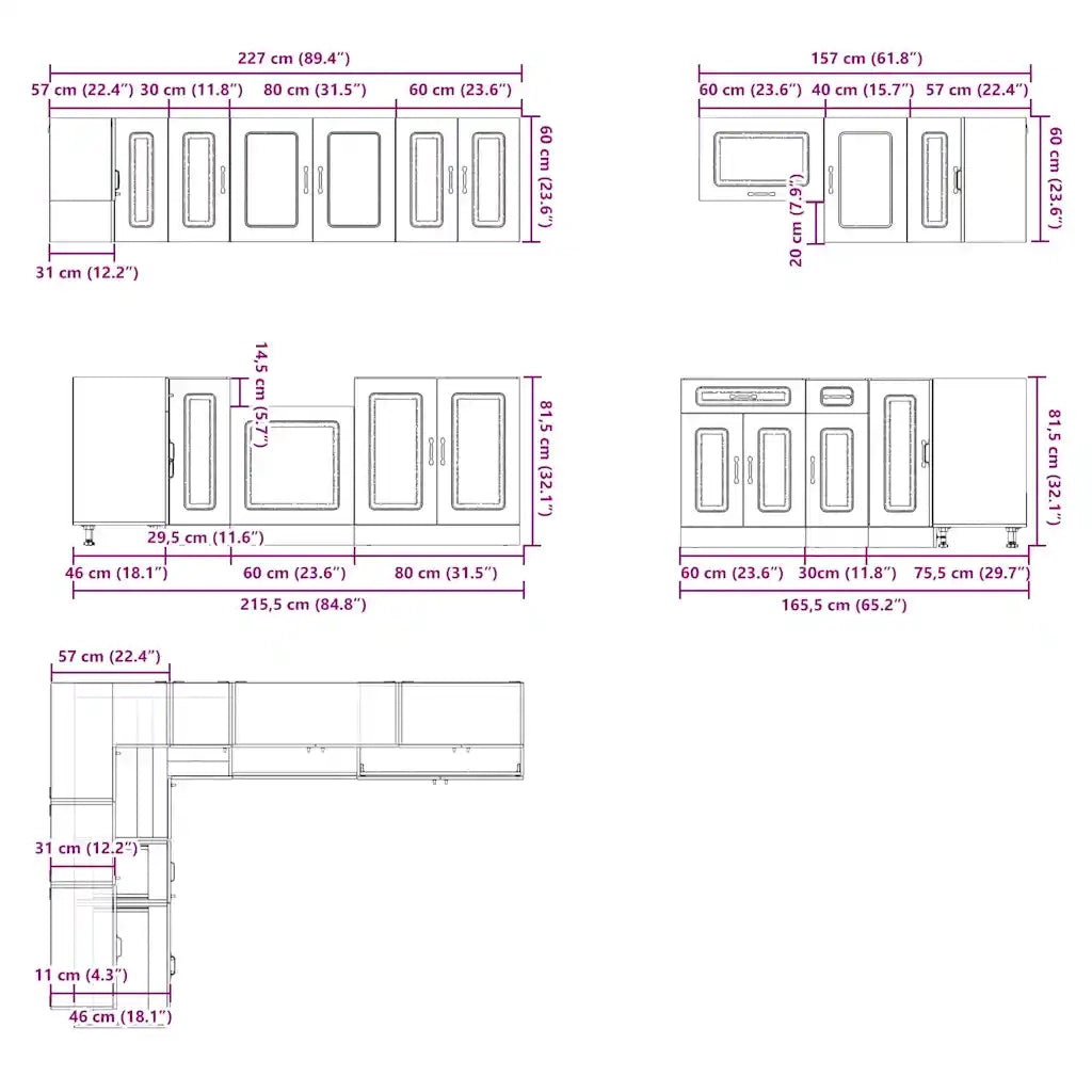 Set Mobili da Cucina 11 pz Kalmar Grigio Cemento in Truciolato 3314885