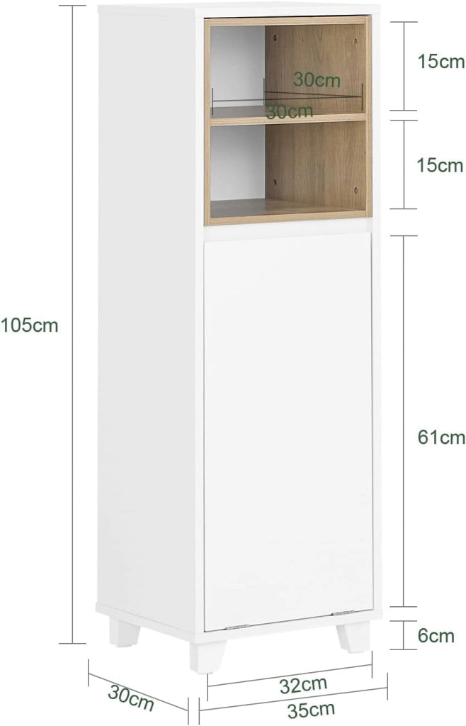 Mobile Bagno Salvaspazio con Cesto Portabiancheria – Mobiletto Cassettiera Bagno, Mobile Lavanderia Bianco, 35 x 30 x 105 cm, BZR146-W