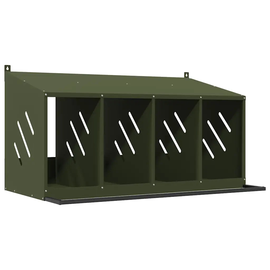 Nido per Polli con 4 Scomparti in Metallo Verde Oliva CFW2435491
