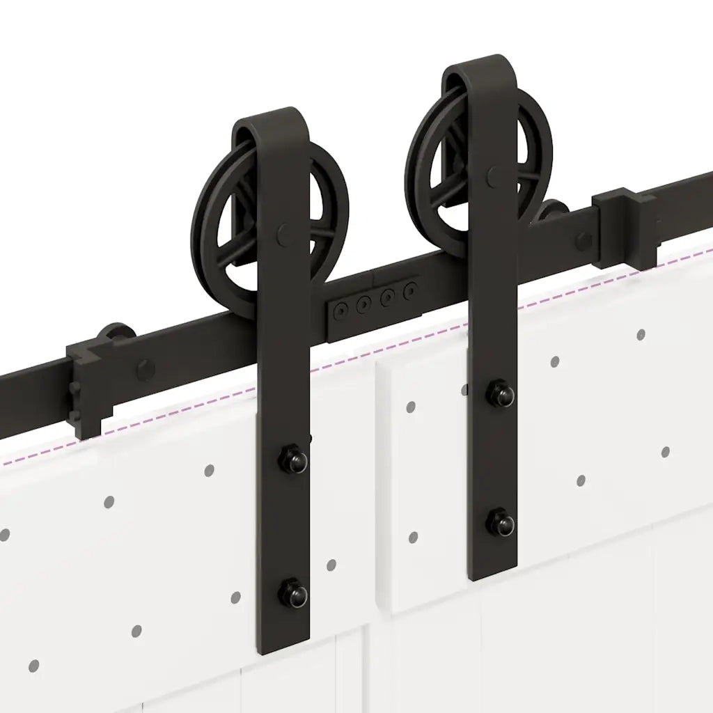 Kit di Binari per Porte Scorrevoli 366 cm Acciaio Nero CFW7698525
