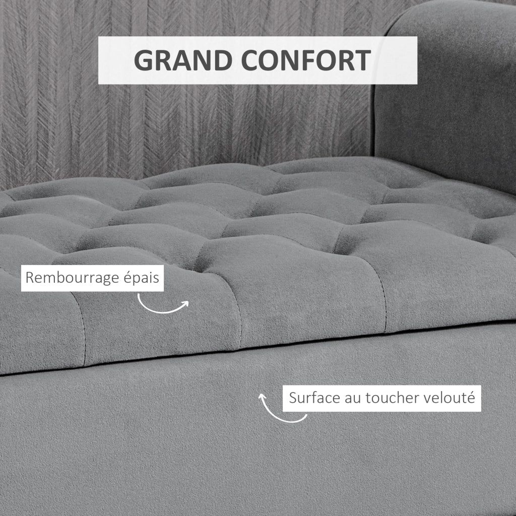Pouf contenitore con braccioli ¨C zephmum ¨C tessuto velluto grigio 126x48.5x57 cm