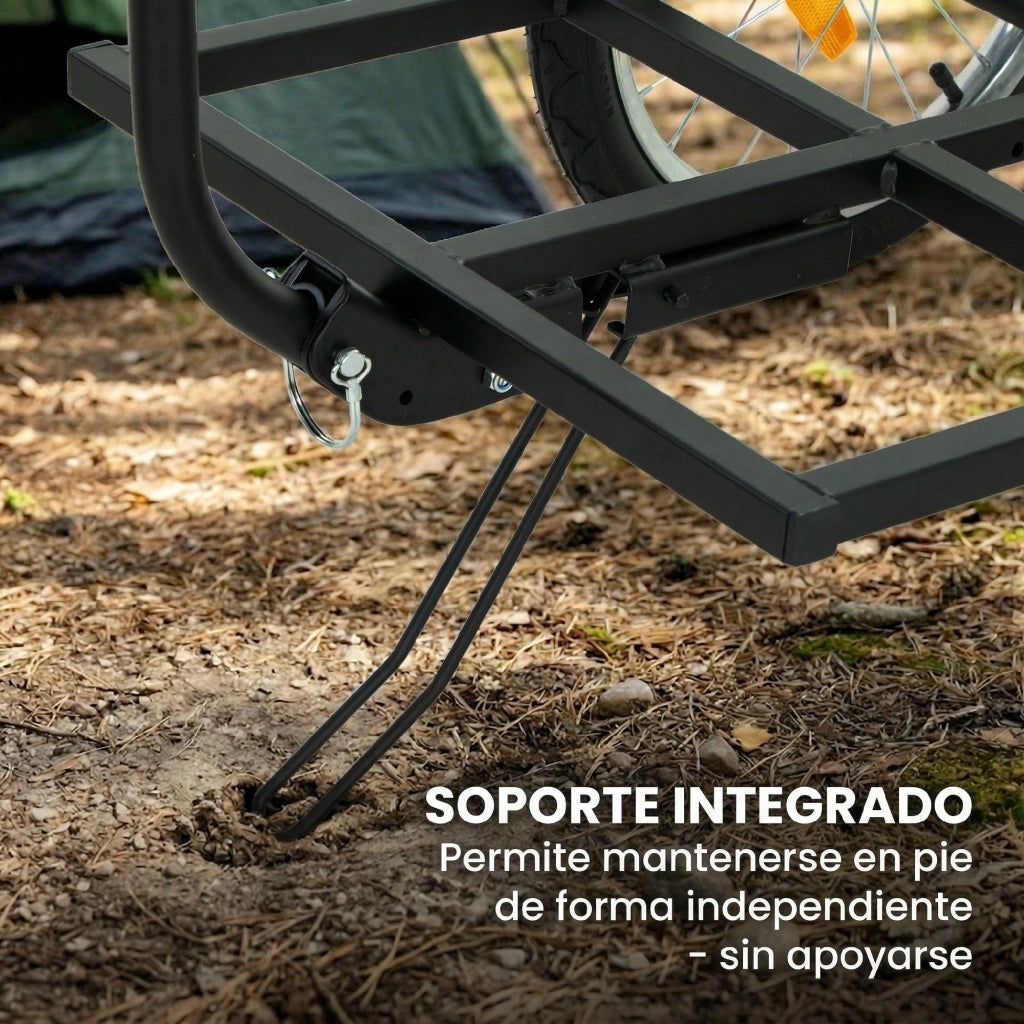 Carrello per Bicicletta da Carico 40 kg ¨C zephmum ¨C Acciaio 145x60x42 cm Nero