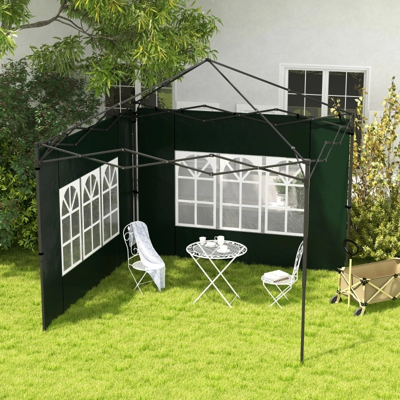 Set di 2 pannelli laterali per gazebo 3x3 e 3x6, impermeabili, con finestre, verde scuro.