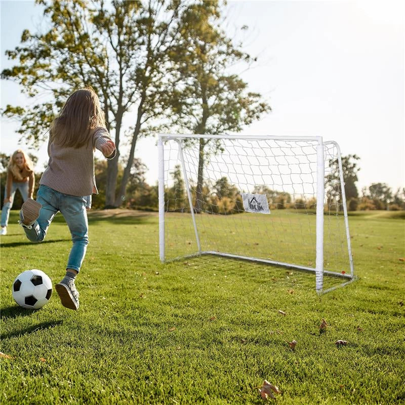 PORTA DA CALCIO PER ADULTI E BAMBINI RETE CON BERSAGLIO E PALI IN TESSUTO OXFORD 186X62X123 CM BIANCO