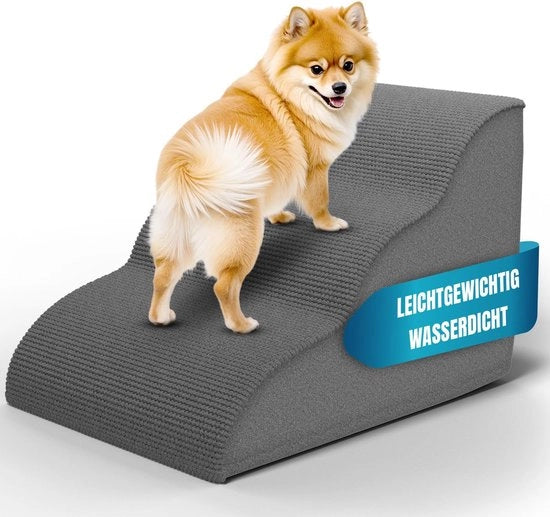 Trappola per cani a tre gradini, 40 cm alta, trappola per animali con imbottitura di alta densità, trappola per cani per piccoli cani, antiscivolo, trappola per cani portatile, trappola per gatti con fodera lavabile per divani letto
