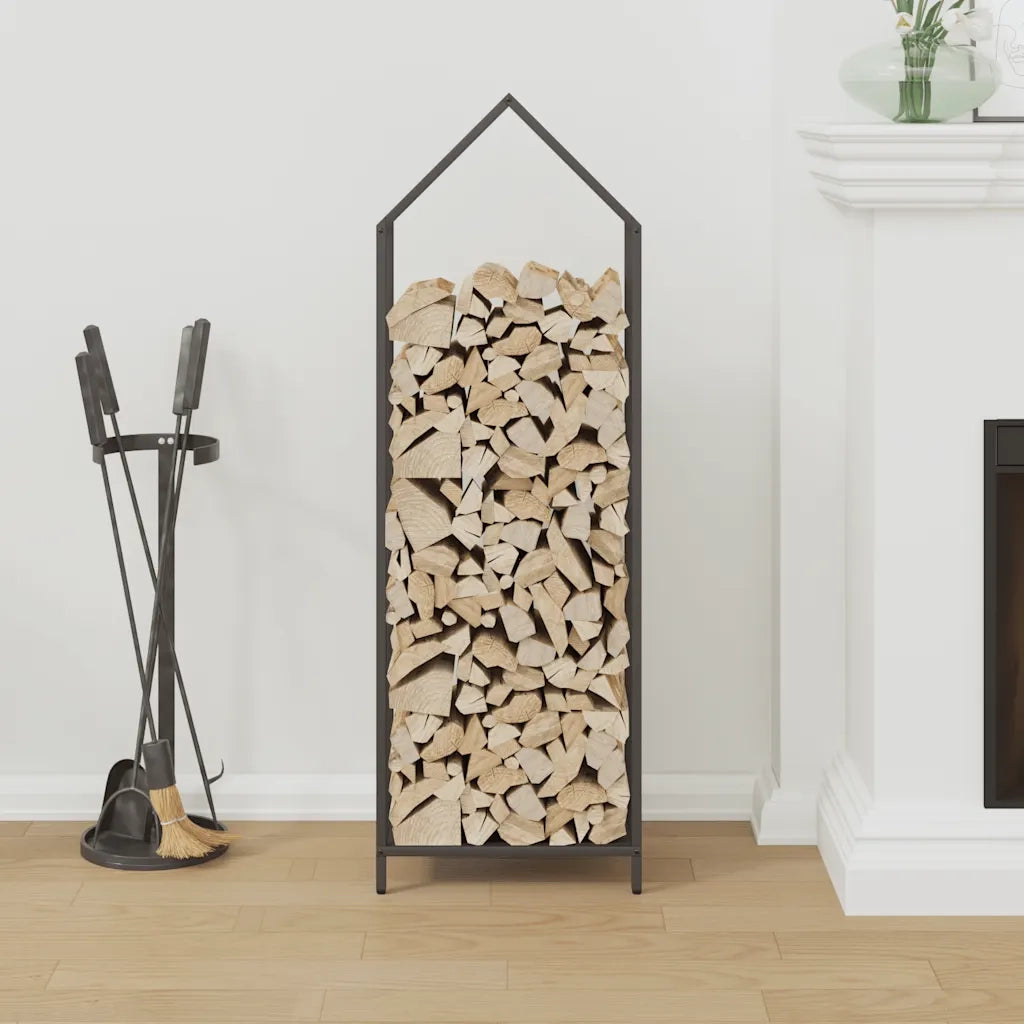 Rastrelliera per Legna da Ardere Nera 40x25x120 cm CFW2991117