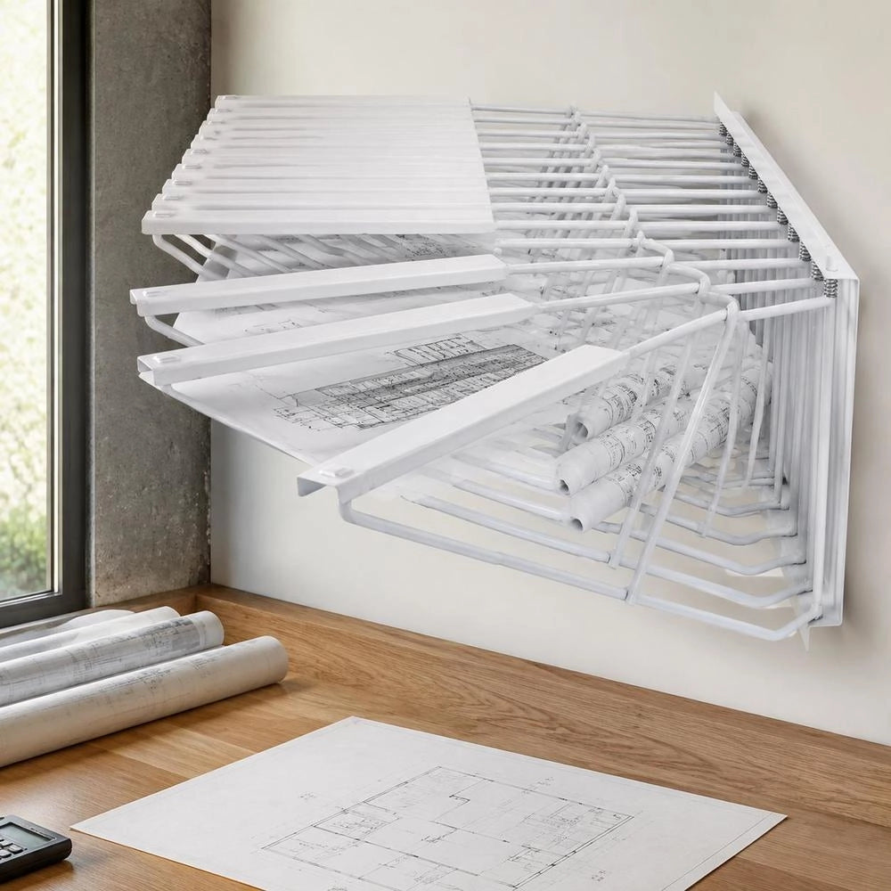 Wall-mounted Storage Rack For Blueprints – Holds Up To 1200 Blueprints, Hanging Blueprint Holder With 12 Swivel Brackets, For 24", 30", 36" Or 42" Clamps (rack Only, Clamps Not Included) – Heavy-duty (240 Lbs)