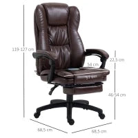Sedia da Ufficio Massaggiante e Girevole con Funzione Reclinabile, 68,5x68,5x119-127 cm, Marrone