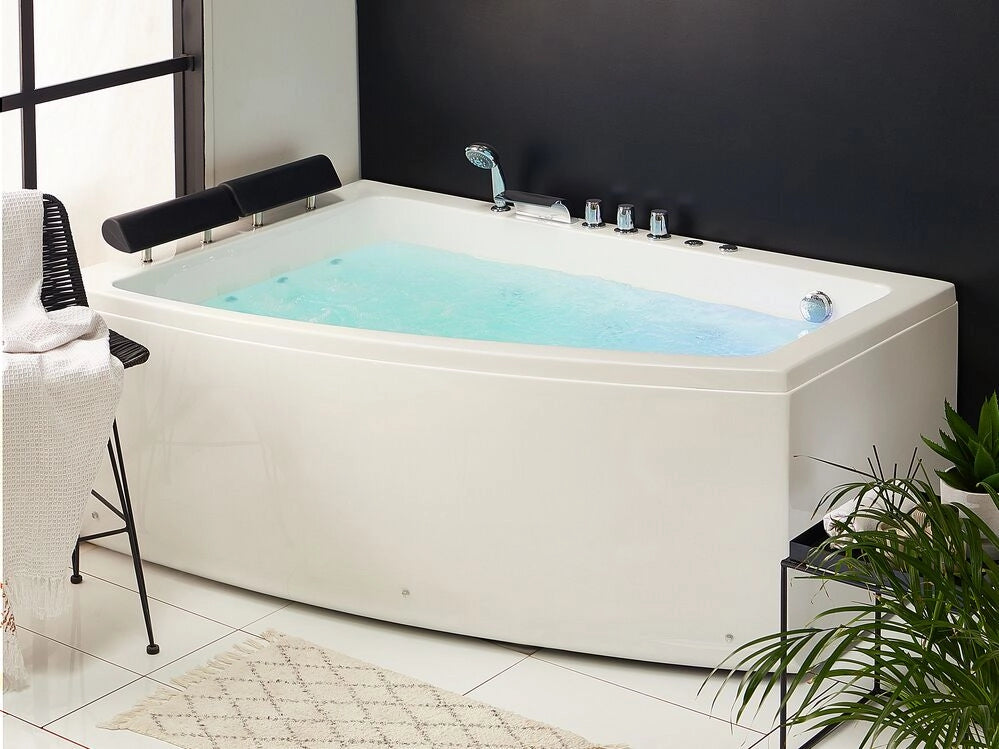 Vasca da bagno ad angolo Vasca Idromassaggio in acrilico bianco 182 x 121 cm Vasca a versione destra con poggiatesta