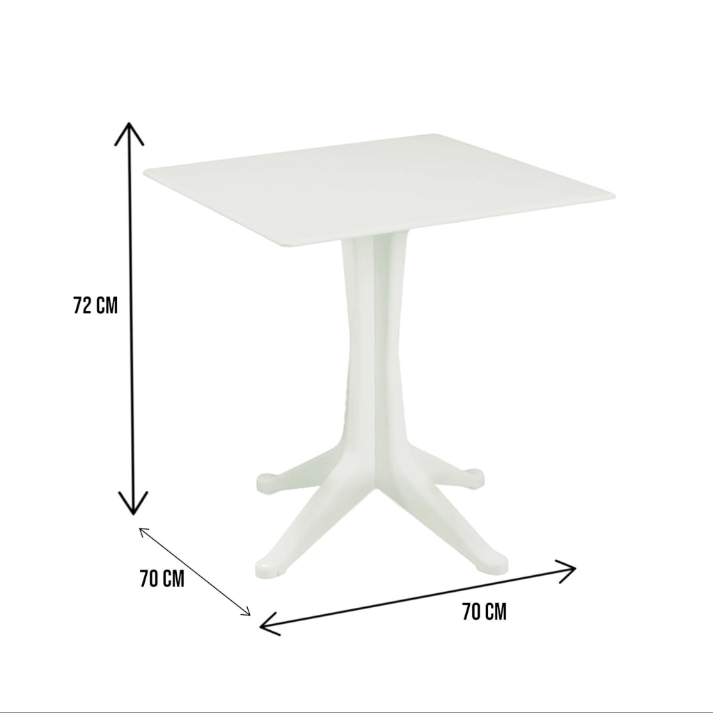 Tavolo da esterno Agostini, Tavolo quadrato fisso, Tavolino da giardino multiuso, 100% Made in Italy, Cm 70x70h72, Bianco