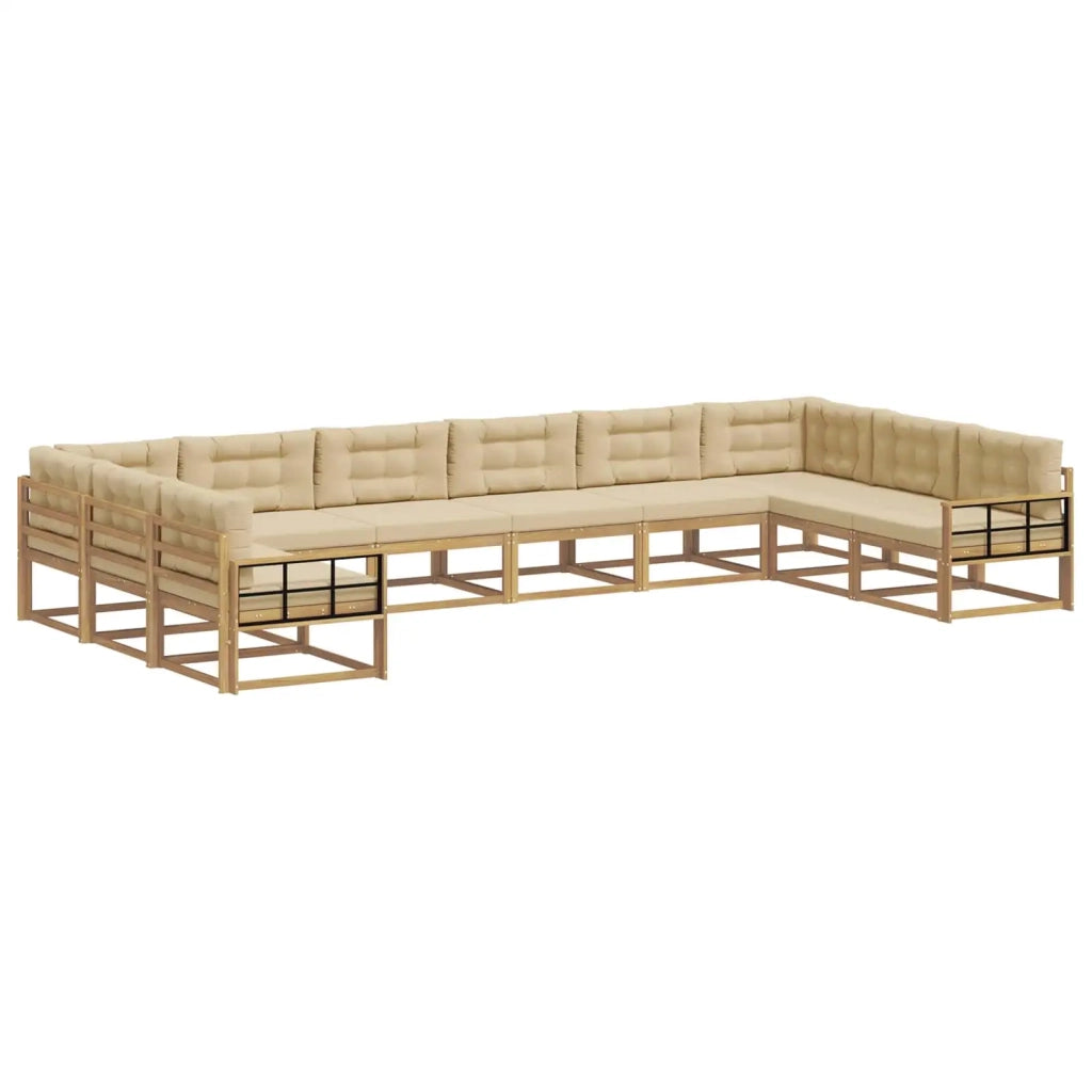 Set di divani da esterno con cuscino 10 pcs Bianco e Beige 3387117