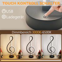 ZMH Lampada da tavolo LED wireless nera batteria touch dimmerabile per soggiorno