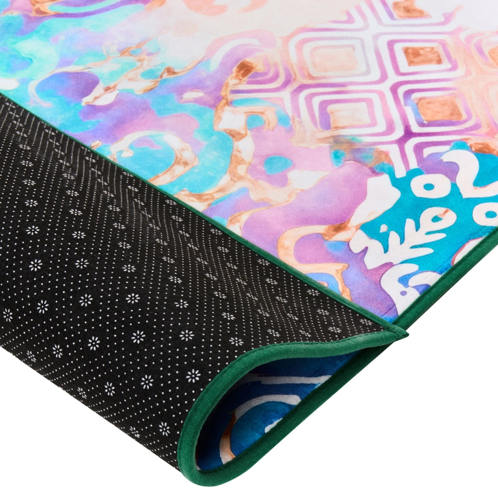 Tappeto a tessitura piana in stile boho orientale con vivace motivo stampato multicolore 160 x 230 cm