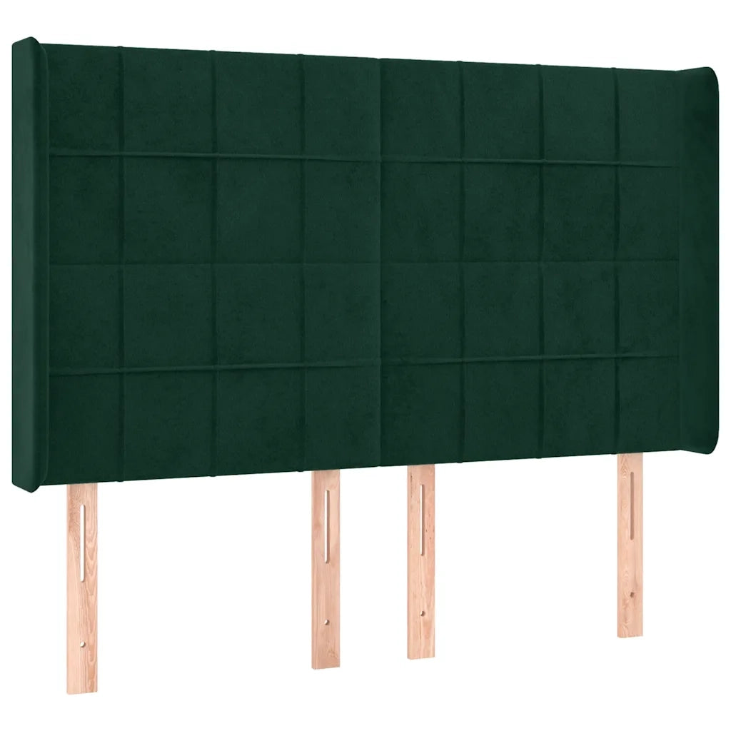Letto a Molle con Materasso e LED Verde Scuro 140x200cm Velluto 3139568