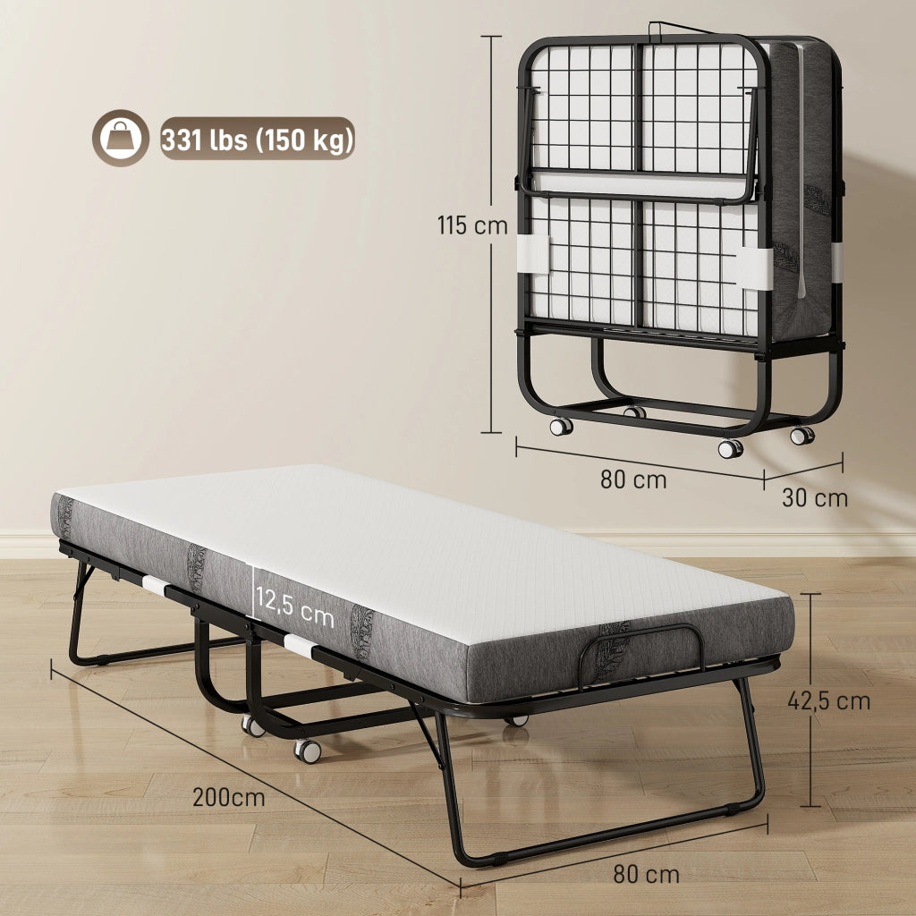Letto singolo pieghevole con materasso ¨C zephmum ¨C bianco 200x80 cm