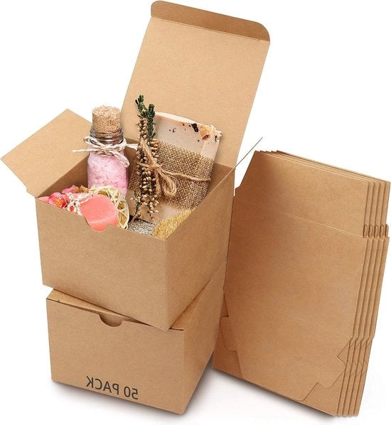 Scatole di regalo in cartone (50 pezzi) - 12 x 12 x 9cm - Facile da assemblare - Adatto per Feste, Compleanni e Matrimoni
