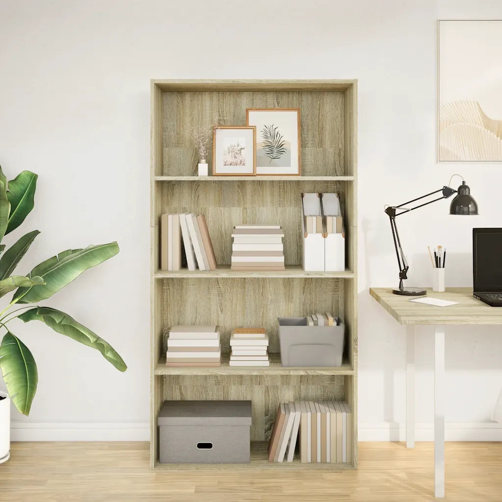 Libreria-Scaffale per Libri-Mobile di Stoccaggio Rovere Sonoma 80x30x152 cm in Legno Multistrato