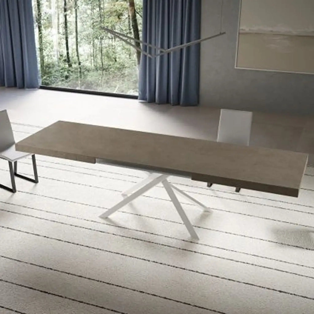 Tavolo allungabile 180/284x90 cm Niket tortora gambe bianche