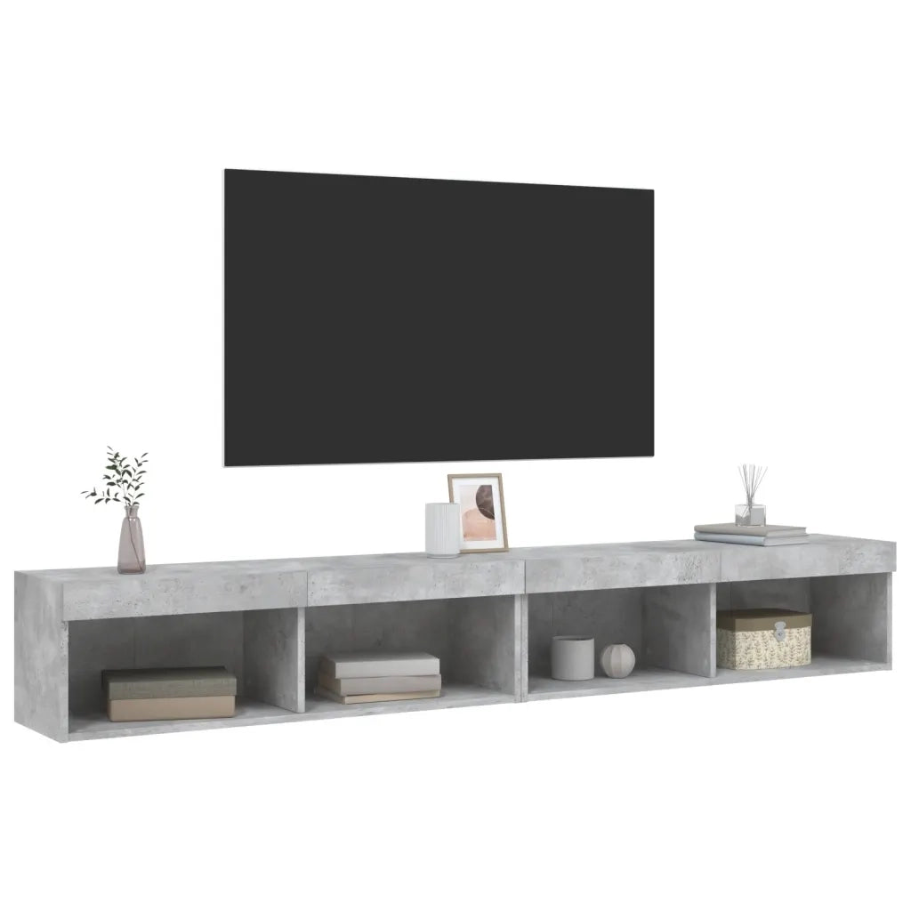 Mobili TV con Luci LED 2pz-Set di 2 Credenza per TV Grigio Cemento 100x30x30 cm