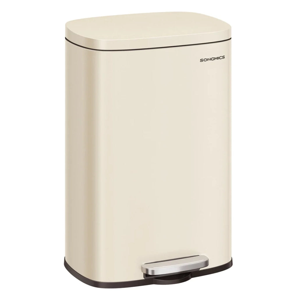 Pattumiera da cucina a pedale da 50 litri con secchio interno in plastica coperchio con chiusura ammortizzata antiodore beige 12_0007189