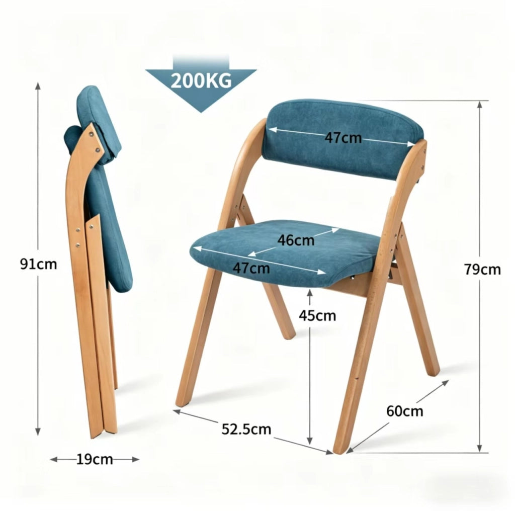 Set di 2 sedie pieghevoli con seduta imbottita; schienale confortevole in legno; blu