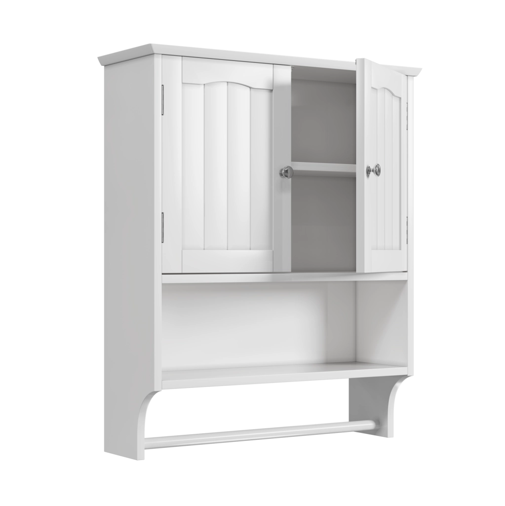 Mobile pensile bagno bianco in MDF con portasciugamani