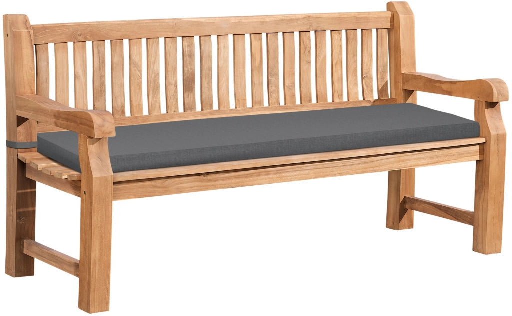 Panchina da Giardino in Teak Jackson con Cuscino grigio scuro,166x48x8 cm