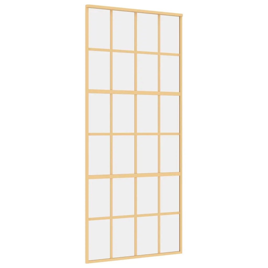 Porta Scorrevole Dorata 90x205 Vetro Trasparente ESG Alluminio