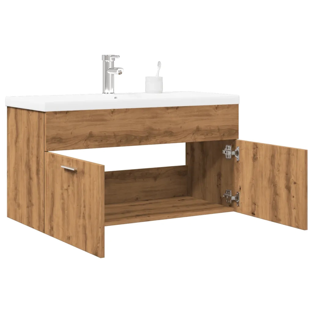 Mobile da Bagno con Lavabo Integrato Rovere Artigianale 3328586