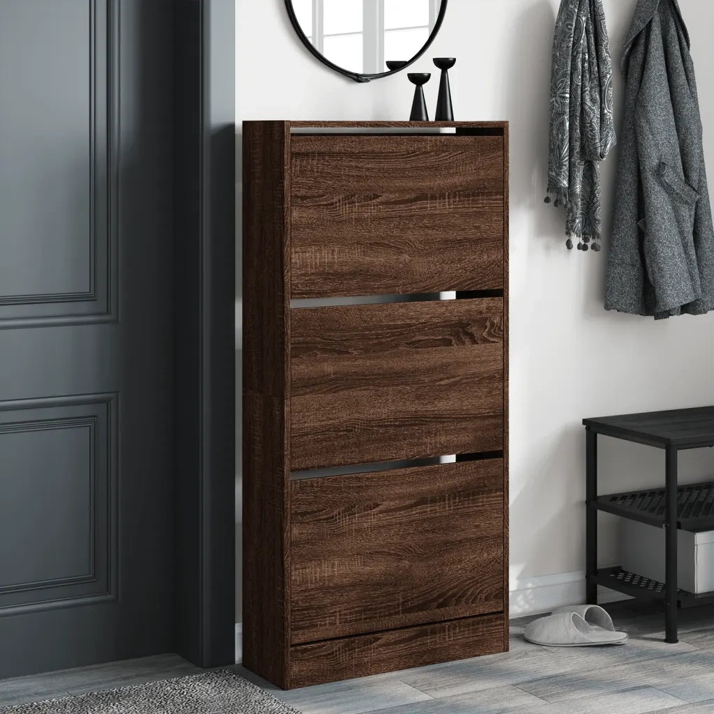 Scarpiera Rovere Marrone 60x21x125,5 cm in Legno Multistrato 839902