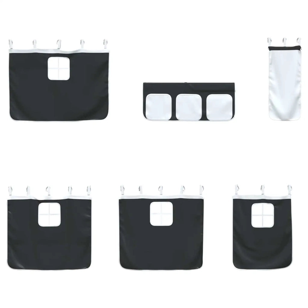 Struttura del Letto Loft per Bambini con Tendine-Giroletto per bambini Nero 363057