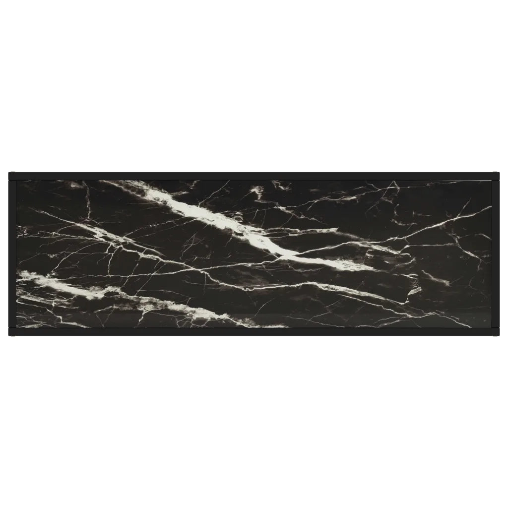 Mobile TV Nero con Vetro Nero Marmo 120x40x40 cm 322862