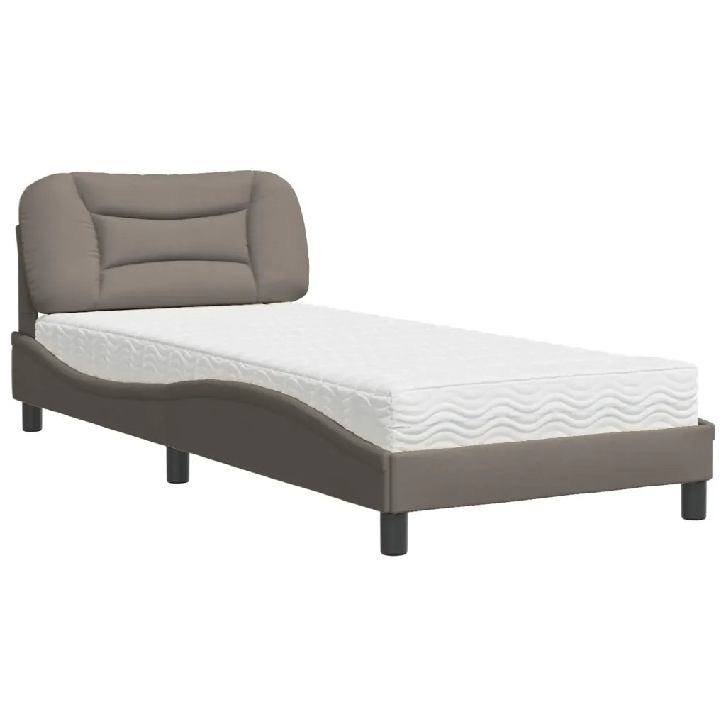 Letto con Materasso Hvar Tortora 90x190 cm in Tessuto 3208503