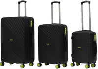 Set 3 Valigie Trolley Rigide in ABS 4 Ruote TSA Ravizzoni Fresh Nero e Giallo Fluo